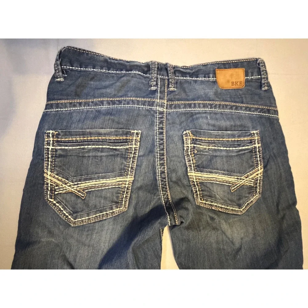 BKE Tyler Mens‎ Denim Shorts Size 29 Medium Wash Distressed Contrast Stitch